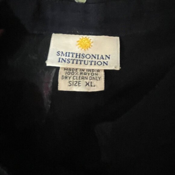 Smithsonian Institution Womens Sheer Black Button Front Floral Blouse Sz XL - Picture 12 of 12